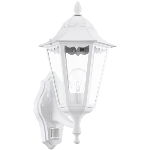 Navedo væglampe i Støbt Aluminium Hvid med glasskærm Klar, MAX 60W E27, bredde 20 cm, dybde 28,5 cm, højde 42,5